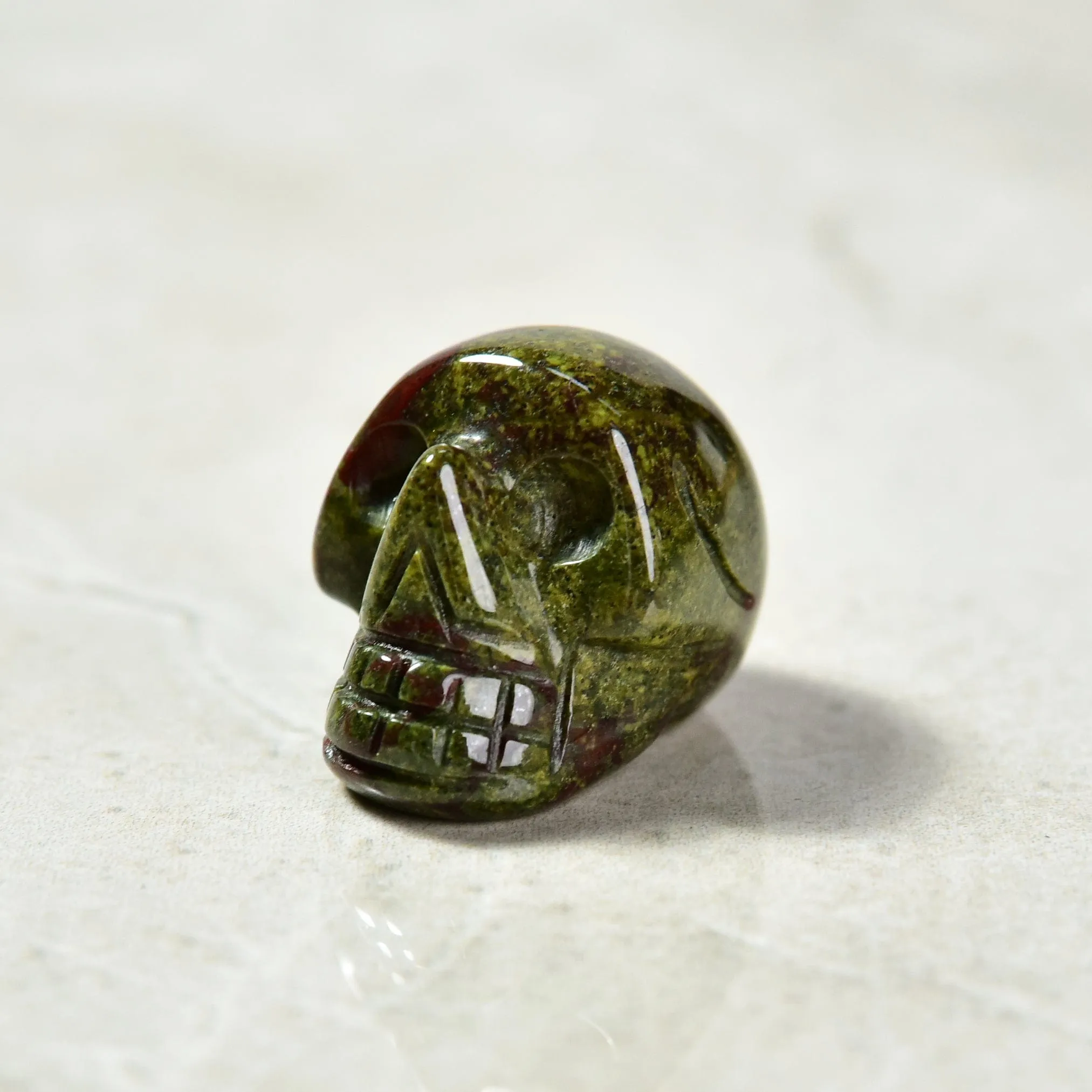 1 Bloodstone Skull Natural Gemstone Carving