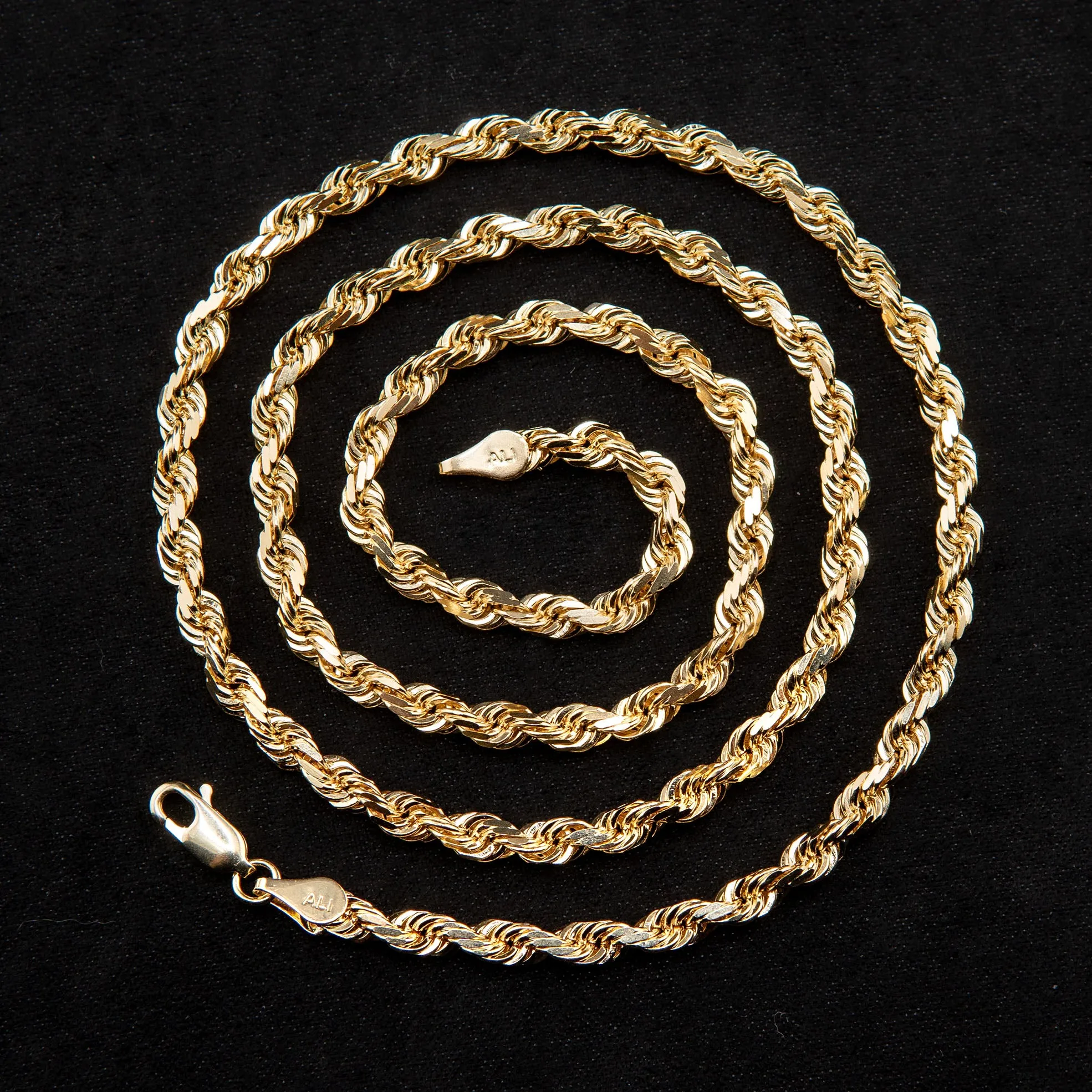 10K Gold Rope Necklace / 4 MM