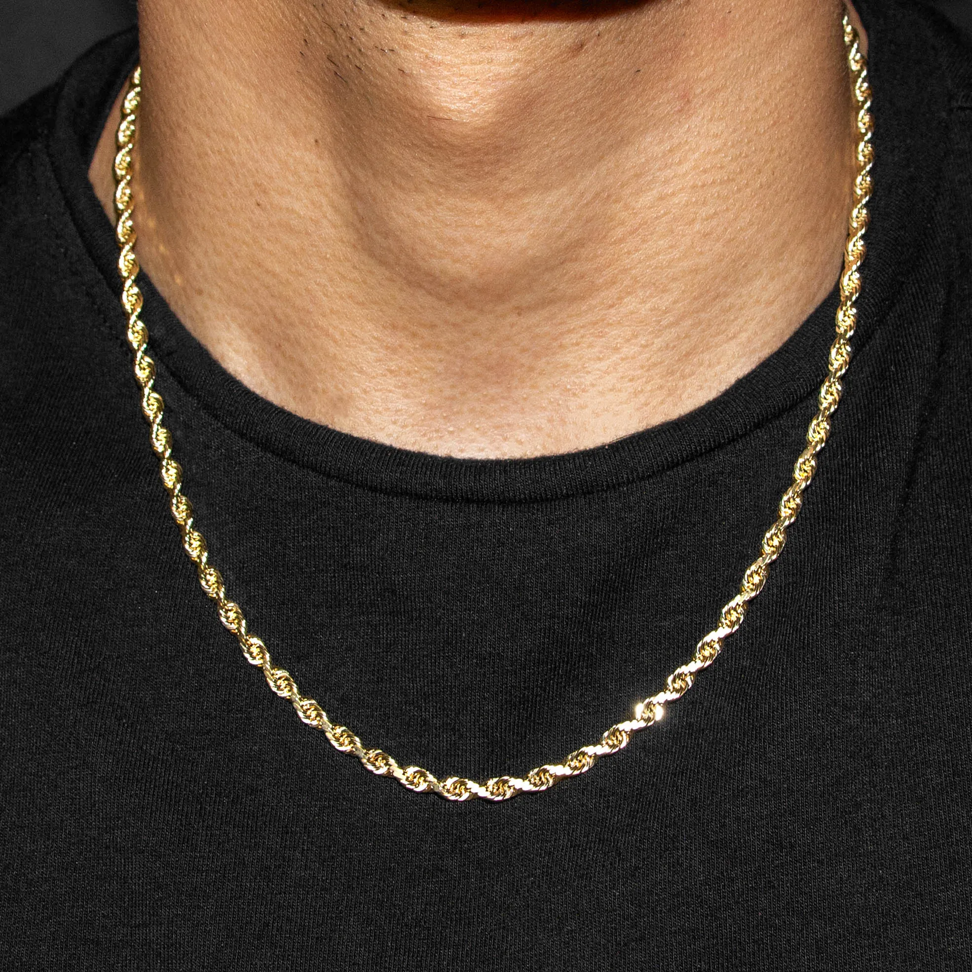 10K Gold Rope Necklace / 4 MM