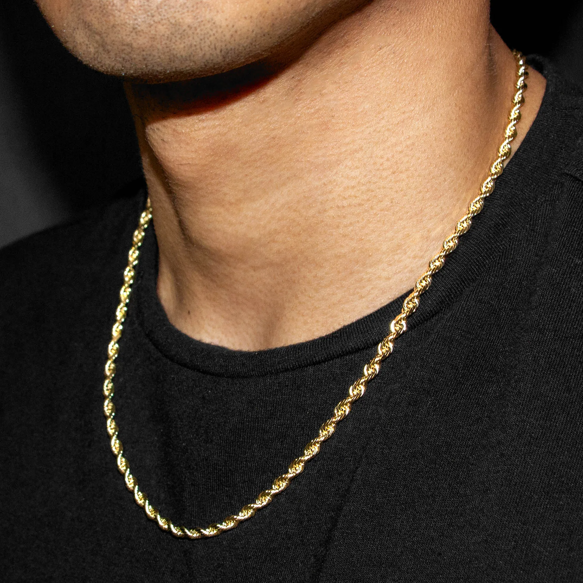 10K Gold Rope Necklace / 4 MM