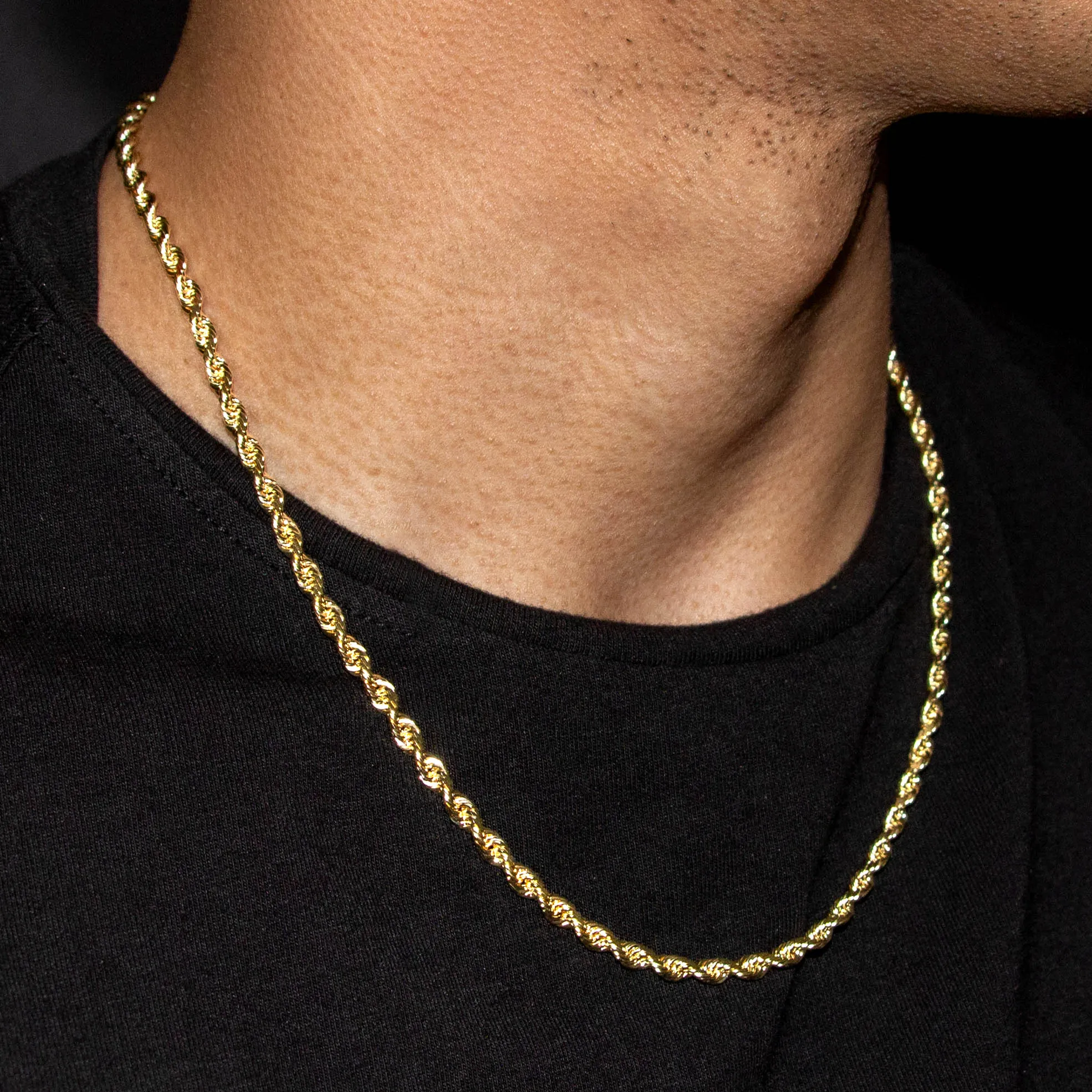 10K Gold Rope Necklace / 4 MM