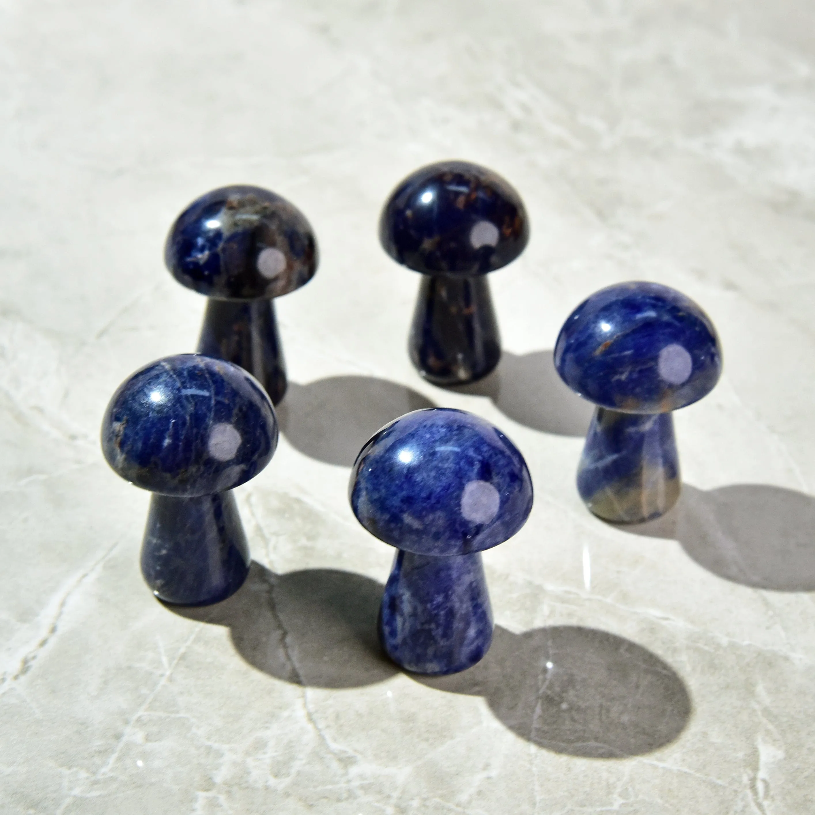 2 Sodalite Mushroom Natural Gemstone Carving