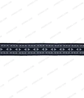 2cm/20mm Navy Blue with White Boho Style Woven Elastic