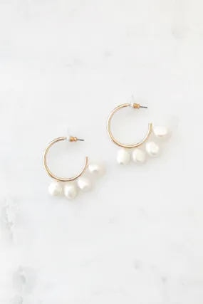 3 Pearl Open Hoop