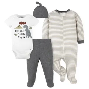 4-Piece Baby Boys Dino Outfit Set