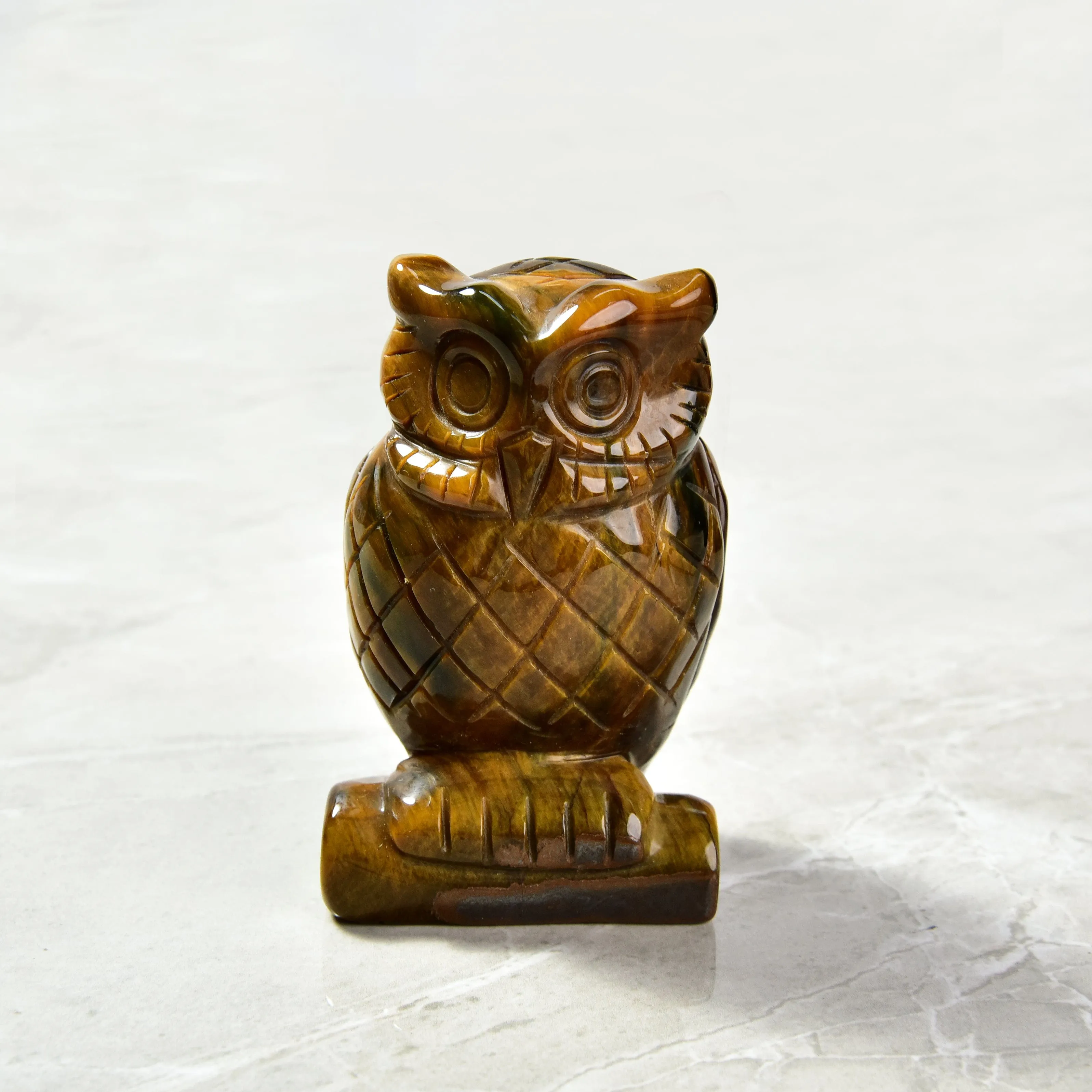 4 Tiger Eye Owl Natural Gemstone Carving