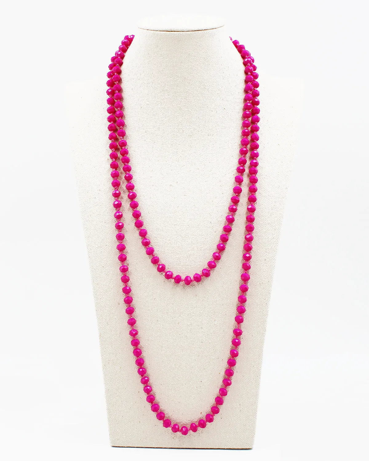 60" Knotted Faceted Crystal Beads