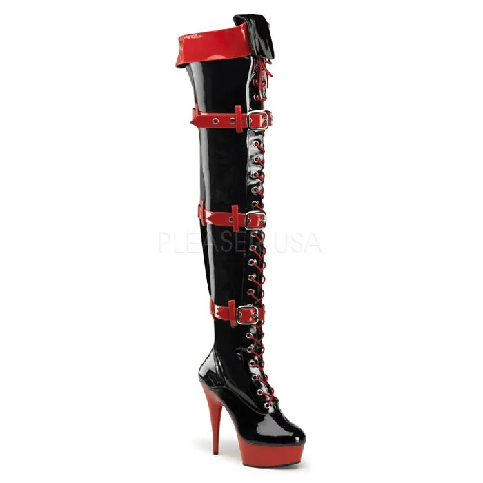 6" Lace-Up Buckle Platform Thigh Boot (Medic-3028)