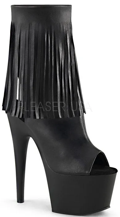 7" Heel Open Toe Ankle Fringed Boot (Adore-1019)