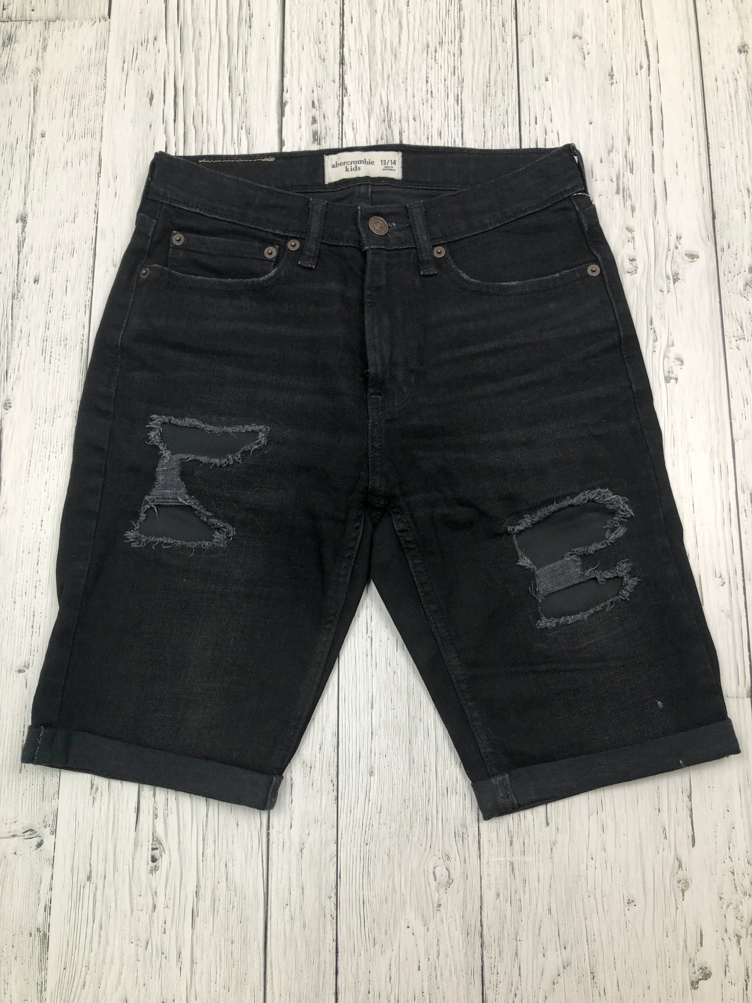 Abercrombie kids black distressed denim shorts - Boys 13/14