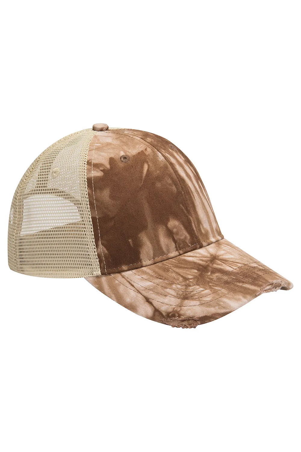 Adams Mens Distressed Ollie Adjustable Trucker Hat - Brown Tie Dye