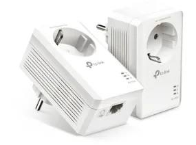 Adaptador enchufe - TP-Link AV1000, 2 enchufes, RJ-45, 1000 Mbit/s, Blanco