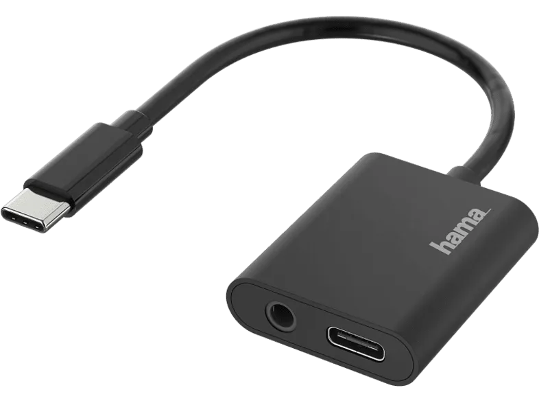 Adaptador - Hama 00200319, De conector USB-C a enchufe Jack 3.5 mm / USB-C, Negro