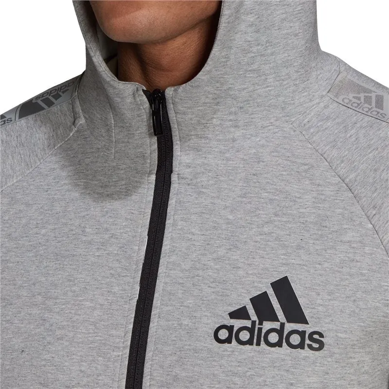 adidas Areoready D2M Motion Logo Hoodie - Mens - Medium Grey Heather/Black