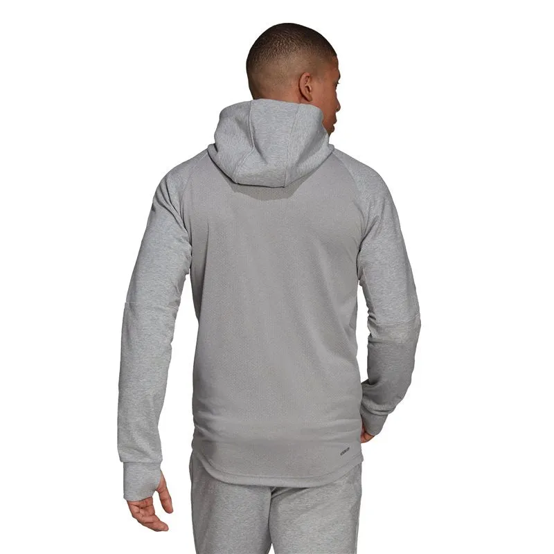 adidas Areoready D2M Motion Logo Hoodie - Mens - Medium Grey Heather/Black