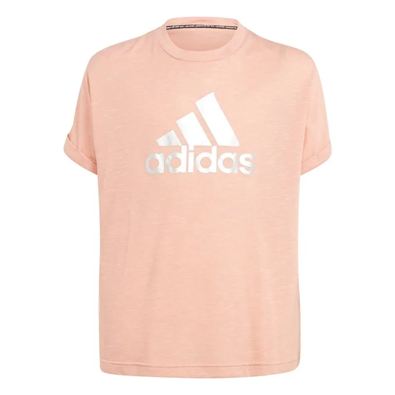 adidas BOS Tee - Girls - Ambient Blush Melange/Silver Metallic