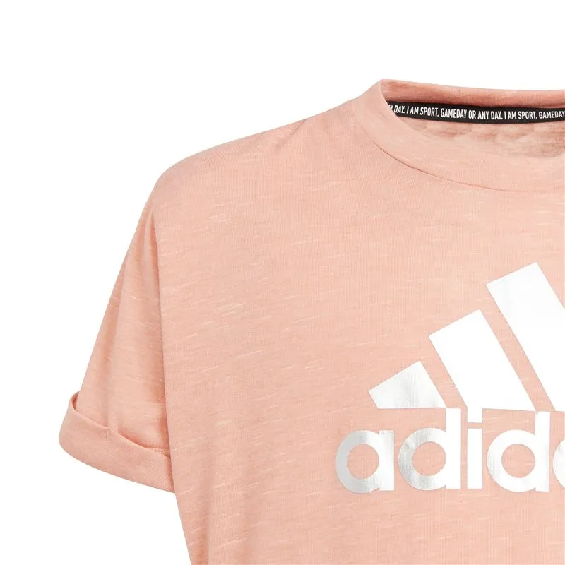 adidas BOS Tee - Girls - Ambient Blush Melange/Silver Metallic