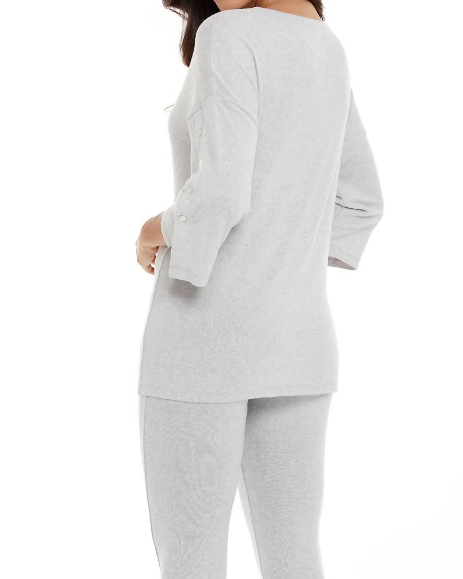 Adriana Kashmira 3/4 Button Sleeve Sweater in Gray | Gray