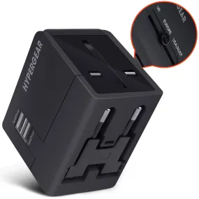 All-in-One World Travel AC Adapter Dual USB Ports | Black