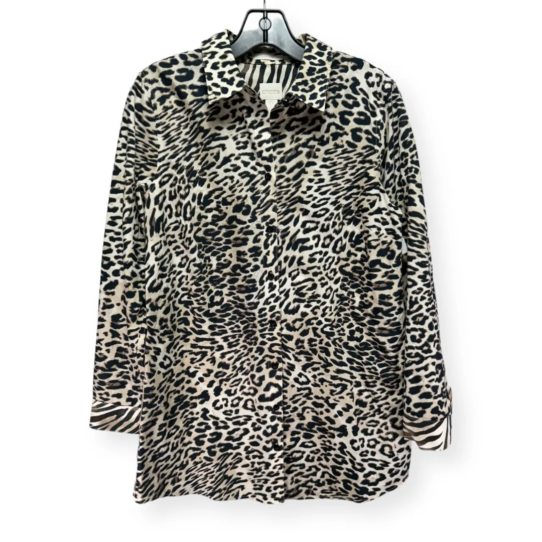 Animal Print Tunic Long Sleeve Chicos, Size 4