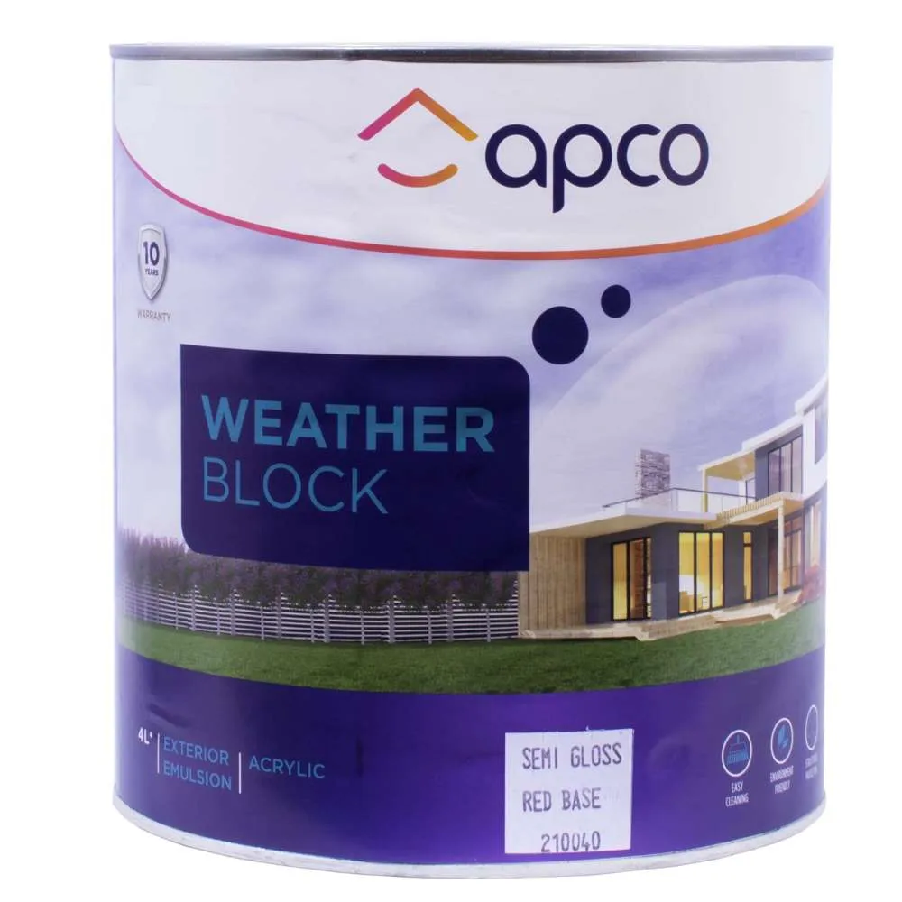 Apco Weatherblock Semi Gloss Acrylic Red Base 4L