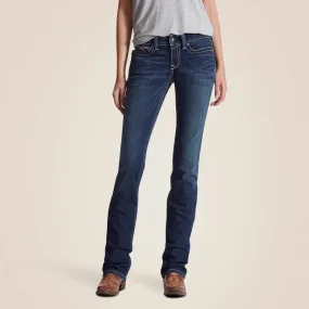 Ariat Ladies R.E.A.L. Mid Rise Stretch Icon Stackable Straight Leg Jean Style 10017216