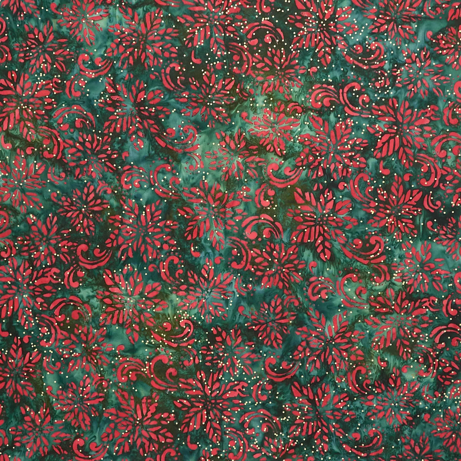 Artisan Batiks - Joyful Holidays Poinsettias Holiday Metallic Yardage