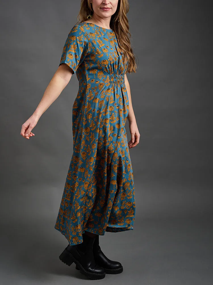 Artsy Traveler Midi Dress - Teal Floral