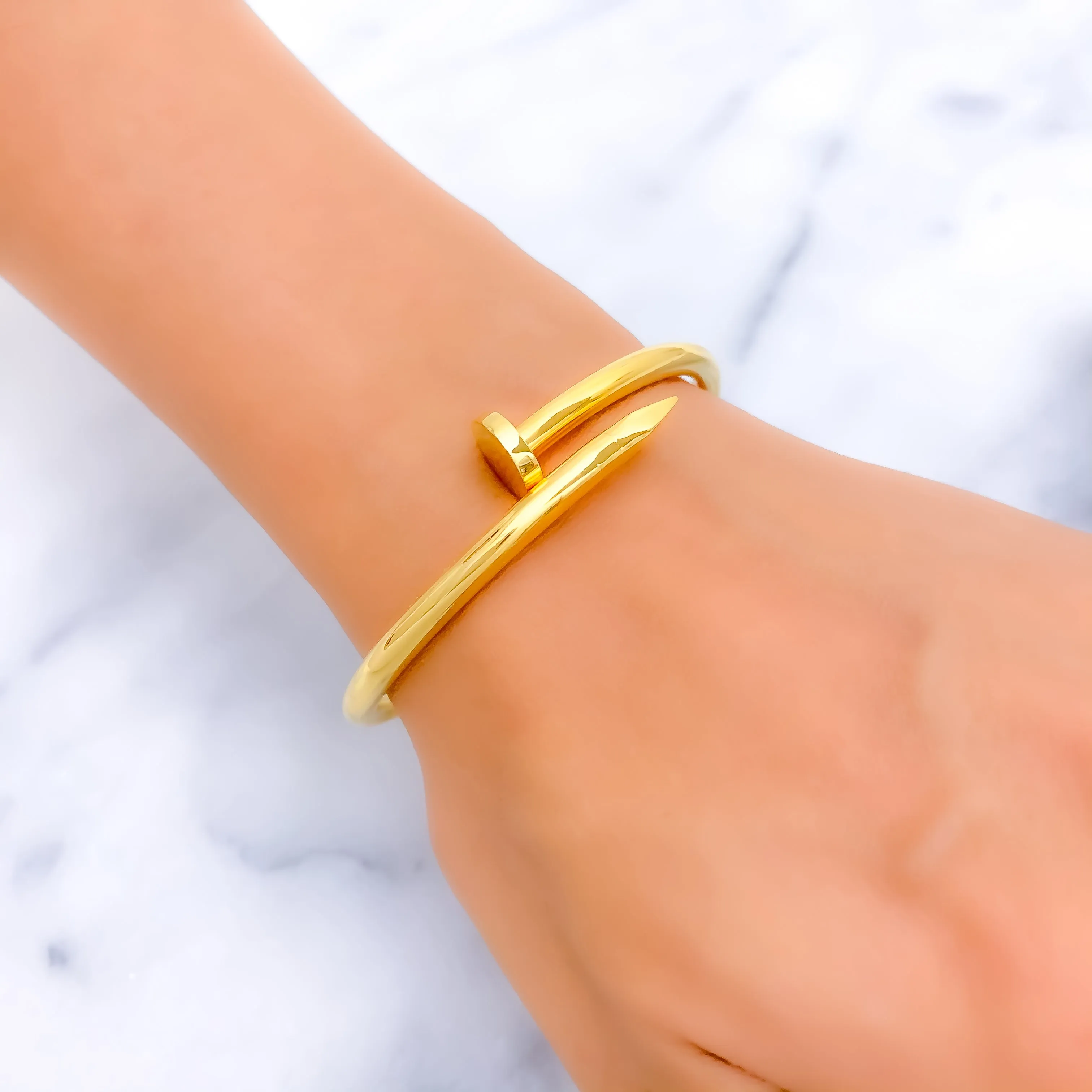 Attractive 22K Gold Nail Bangle Bracelet