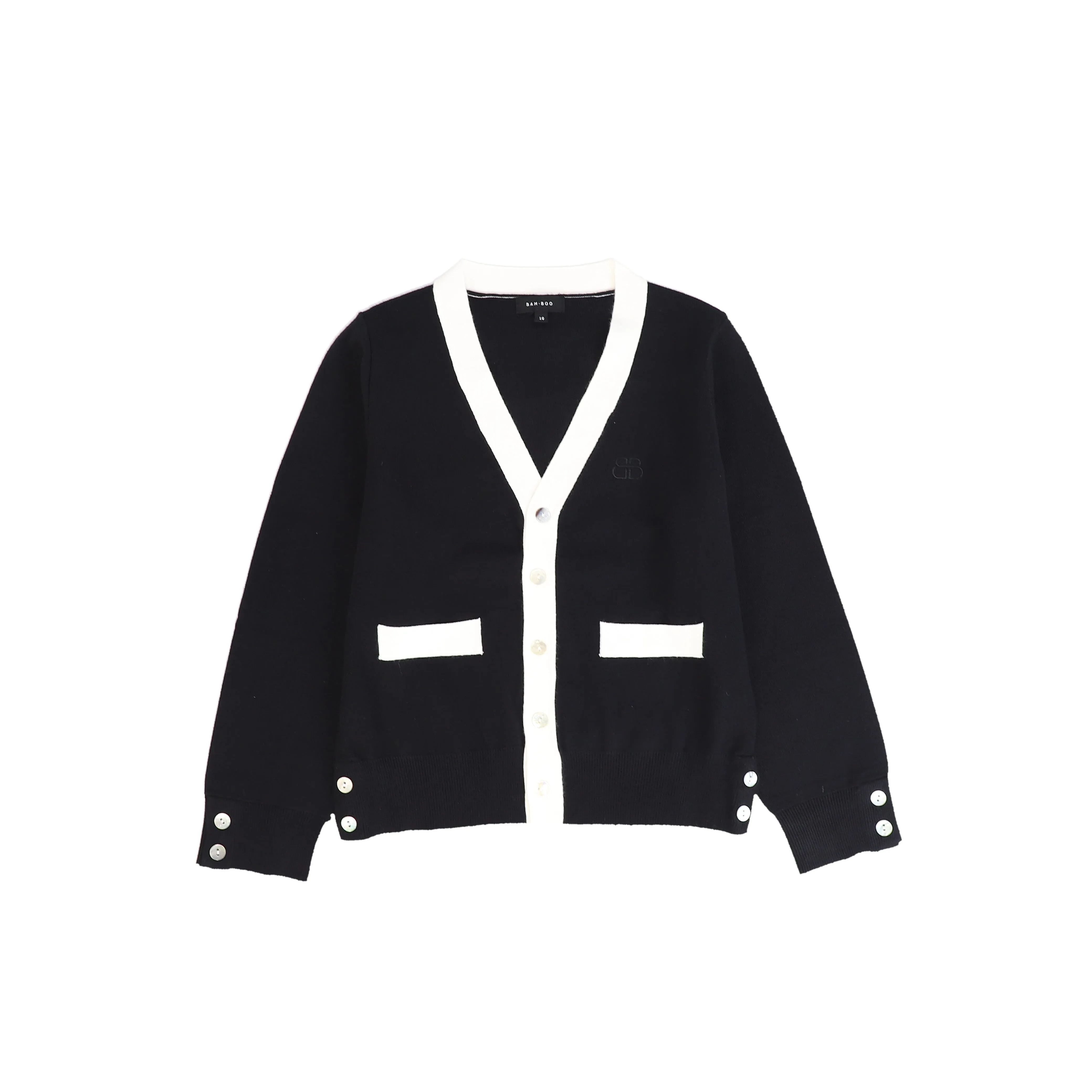 Bamboo Black Contrast Trim Cardigan