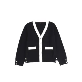 Bamboo Black Contrast Trim Cardigan