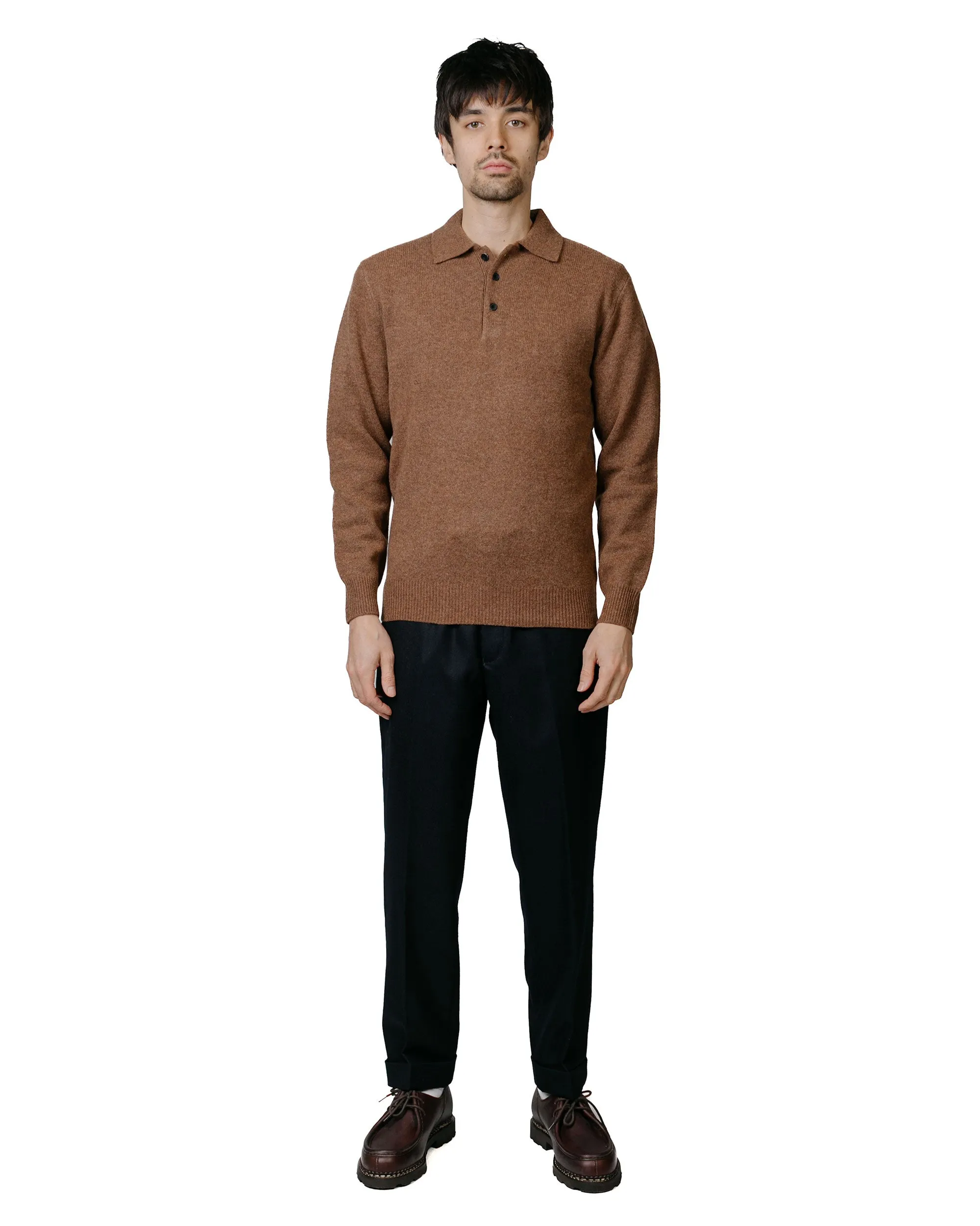 Beams Plus Knit Polo 9G Brown