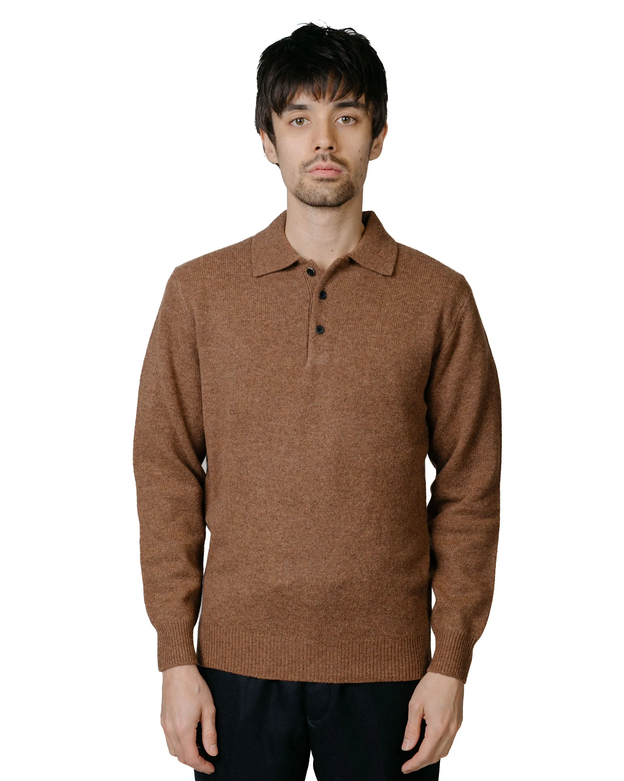 Beams Plus Knit Polo 9G Brown