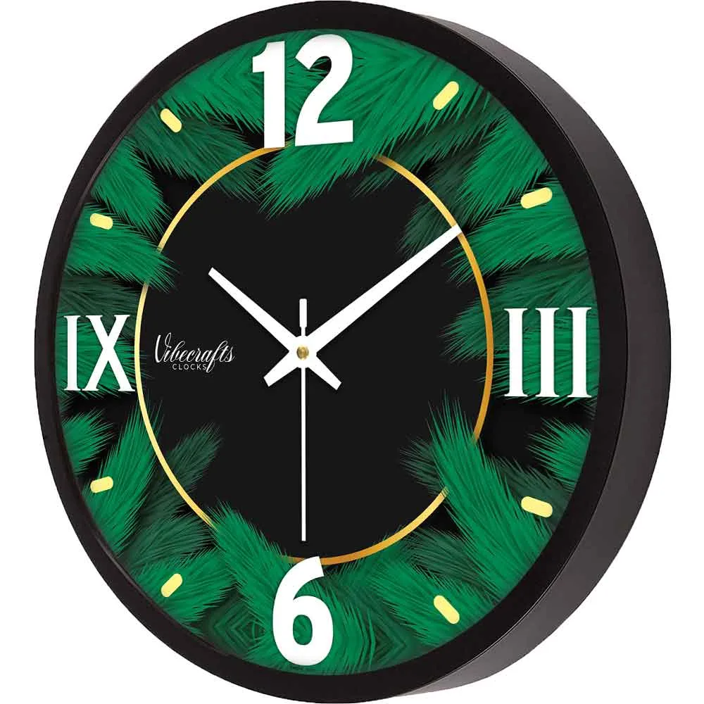 Beautiful Art of Green Leafs Designer Wall Clock