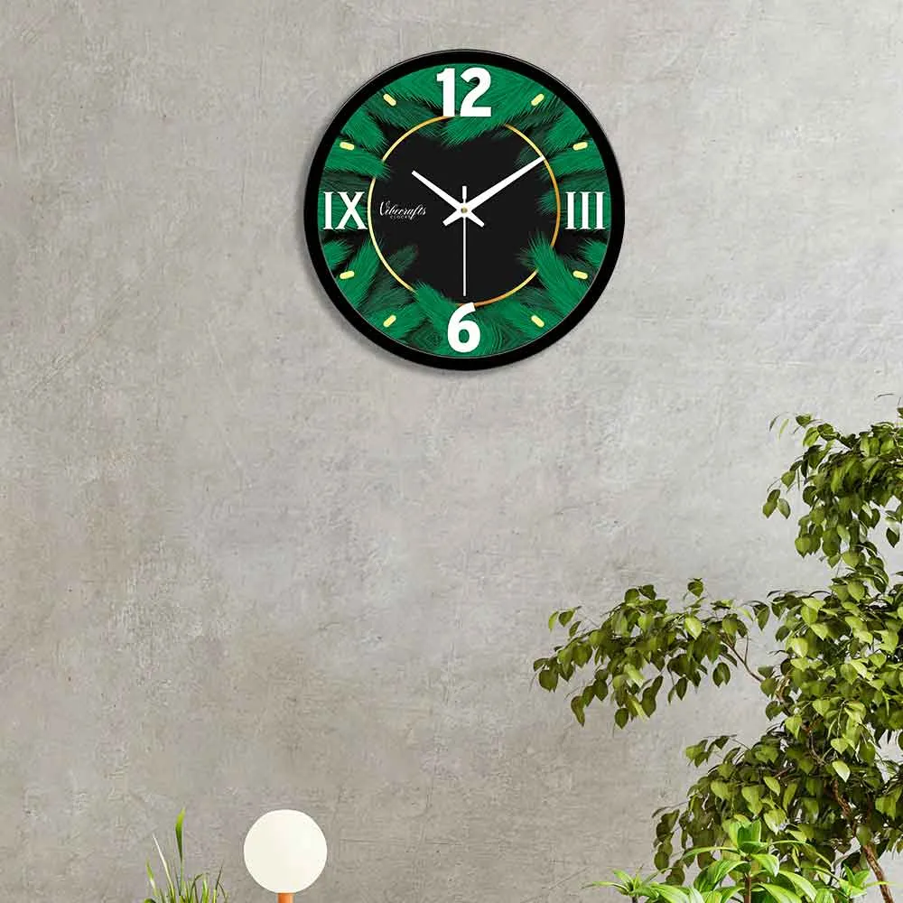 Beautiful Art of Green Leafs Designer Wall Clock