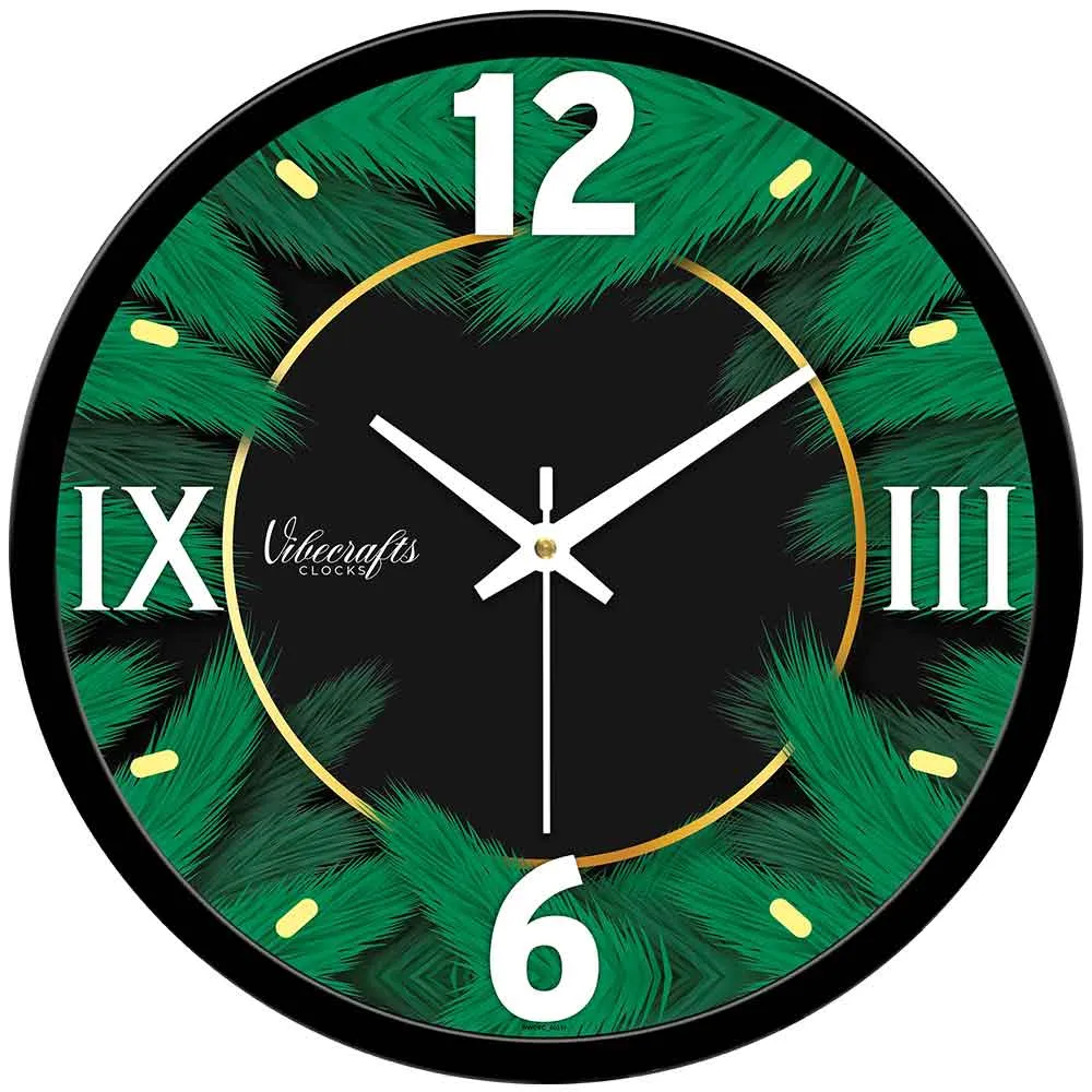 Beautiful Art of Green Leafs Designer Wall Clock