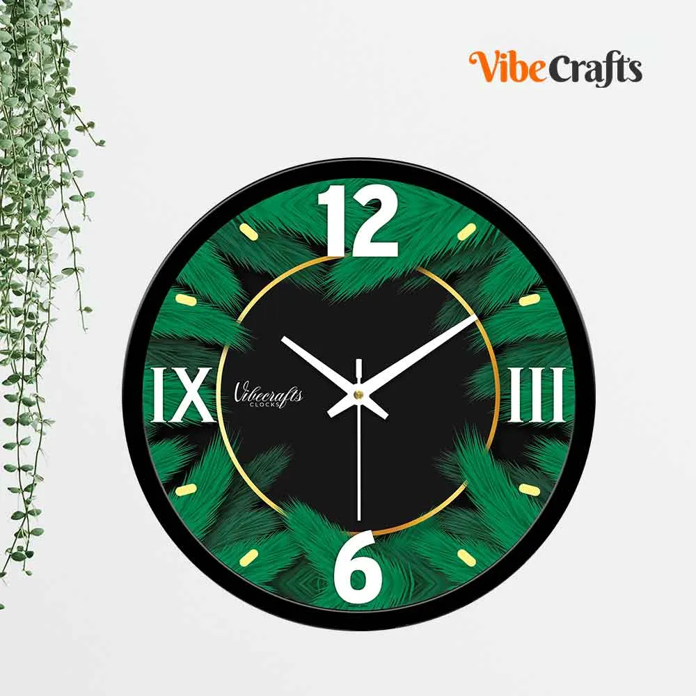 Beautiful Art of Green Leafs Designer Wall Clock