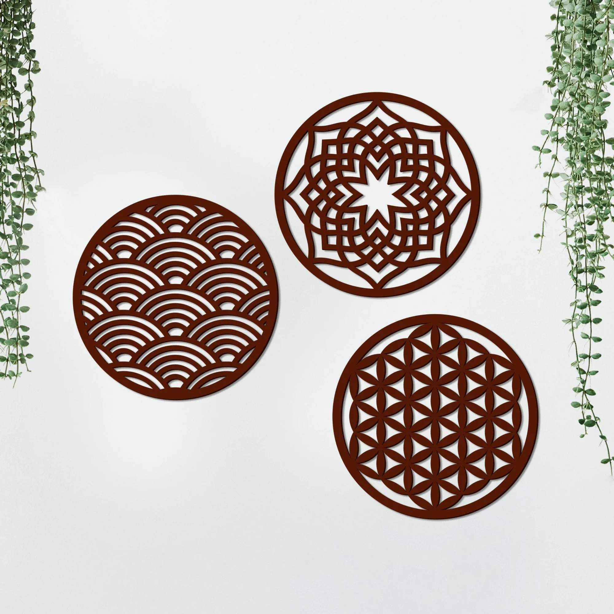 Beautiful Geometric Design in Circles Premium Wooden Wall Hanging