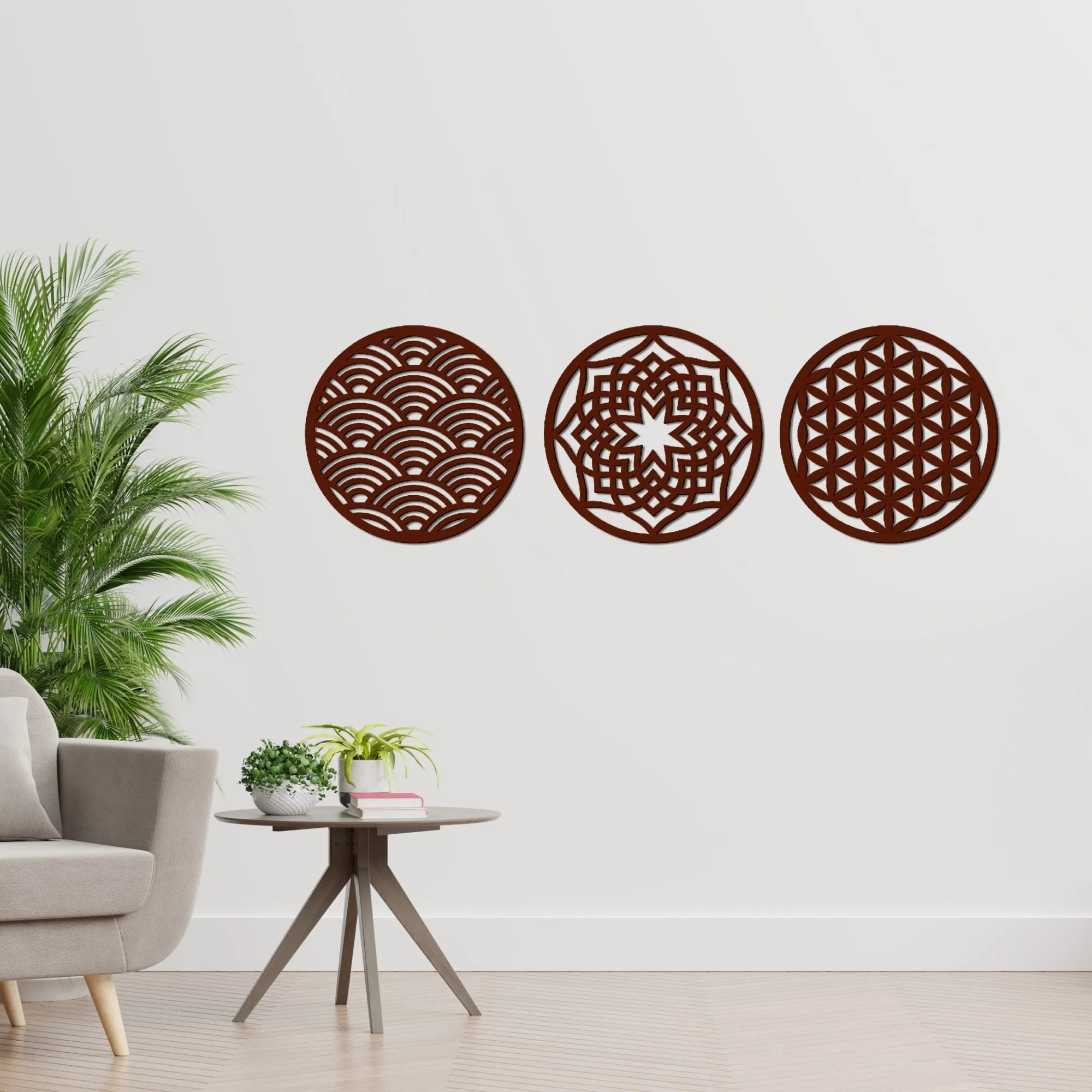 Beautiful Geometric Design in Circles Premium Wooden Wall Hanging