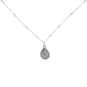 Bella Teardrop Necklace  | Sterling Silver, Pave CZ Tear Drop-OX