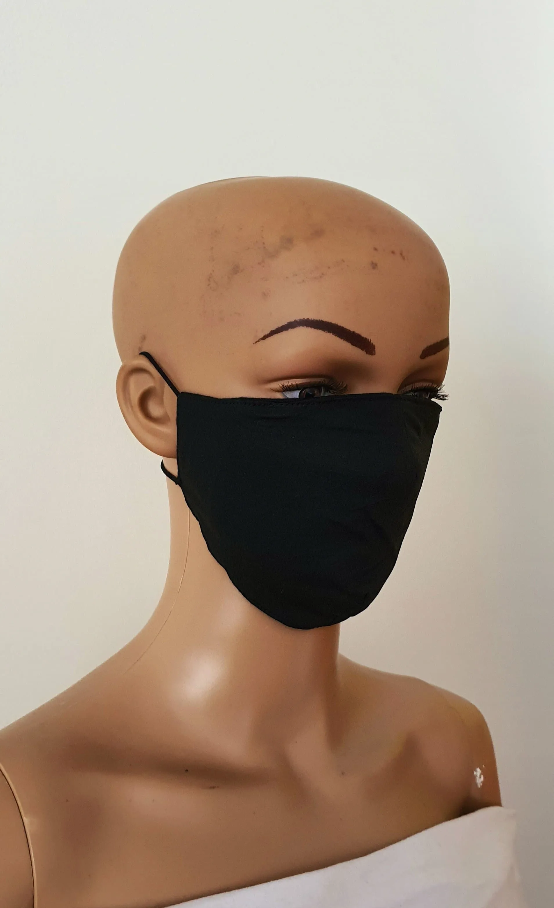 Black Cotton Print Face Mask | Fabric Face Masks - Nia