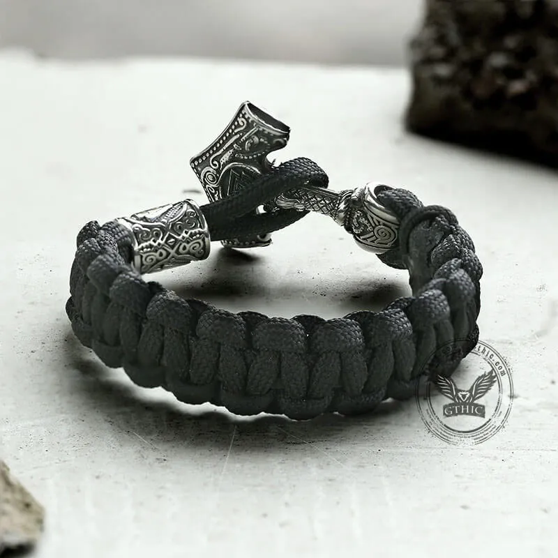 Black Thor’s Hammer Stainless Steel Viking Paracord Bracelet