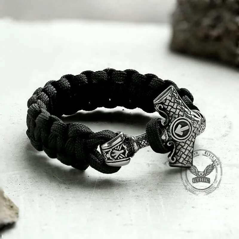 Black Thor’s Hammer Stainless Steel Viking Paracord Bracelet