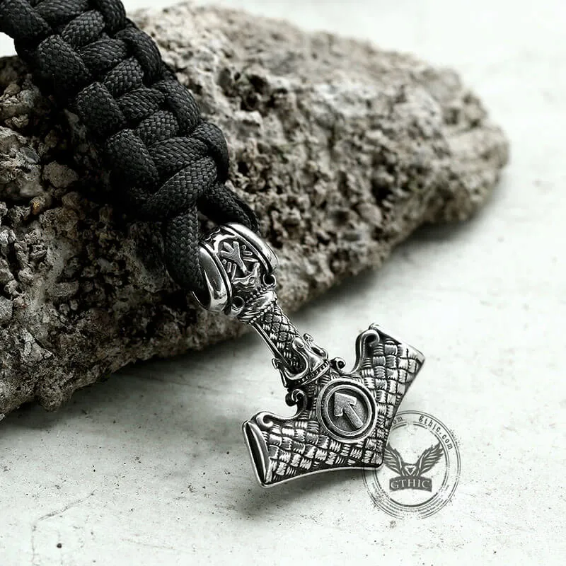 Black Thor’s Hammer Stainless Steel Viking Paracord Bracelet