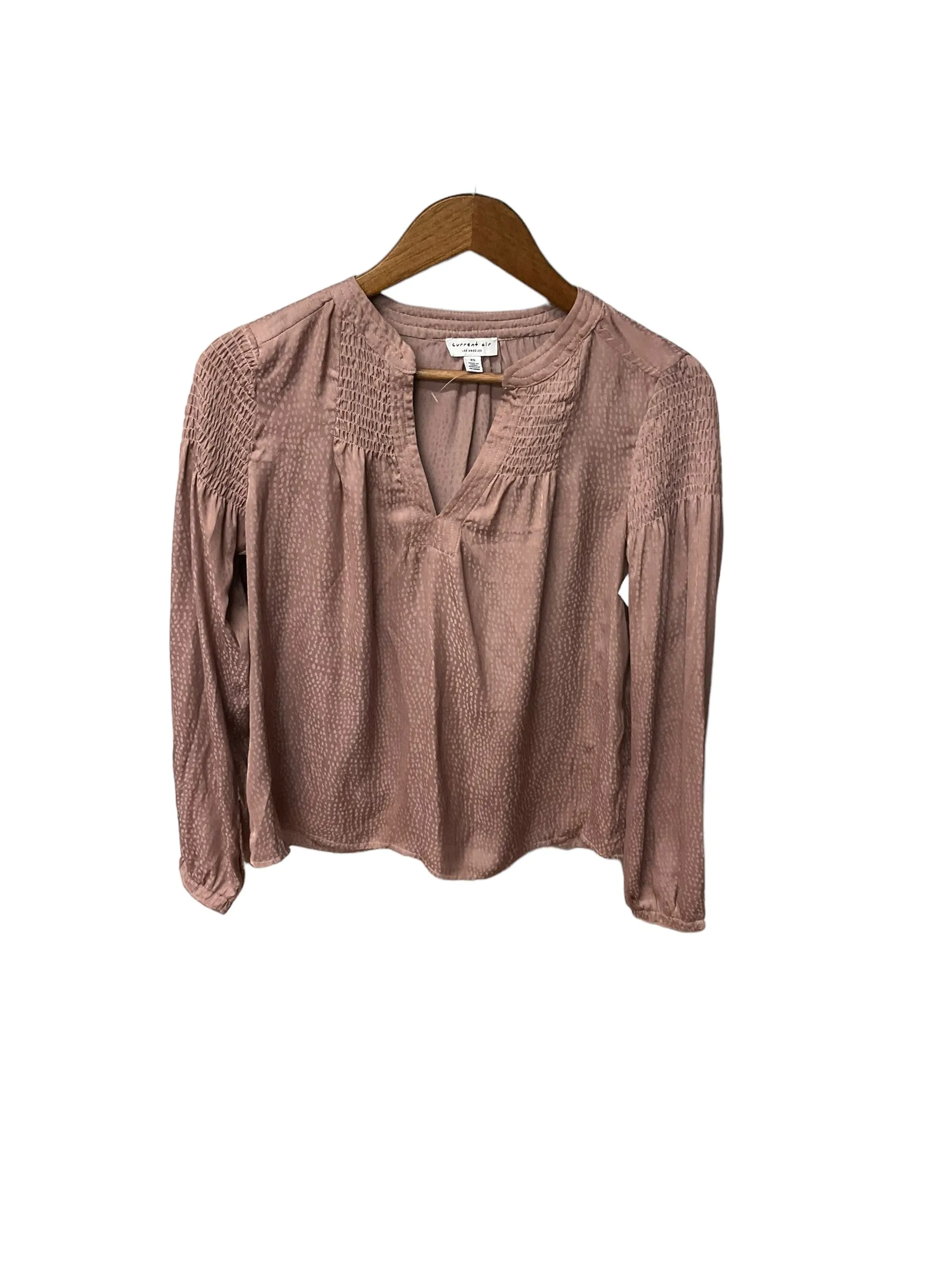 Blouse Long Sleeve By Current Air In Brown, Size: Xs