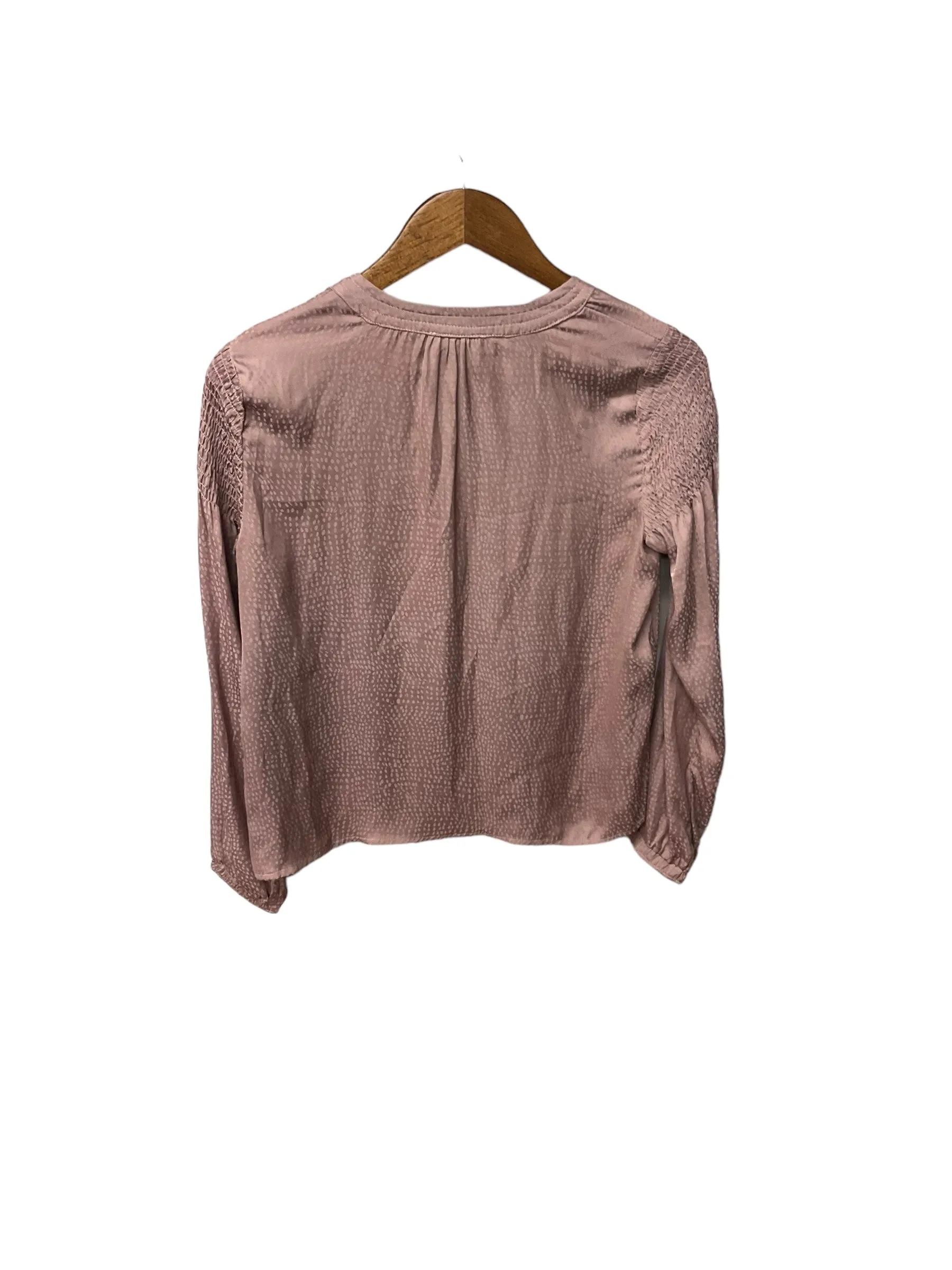 Blouse Long Sleeve By Current Air In Brown, Size: Xs