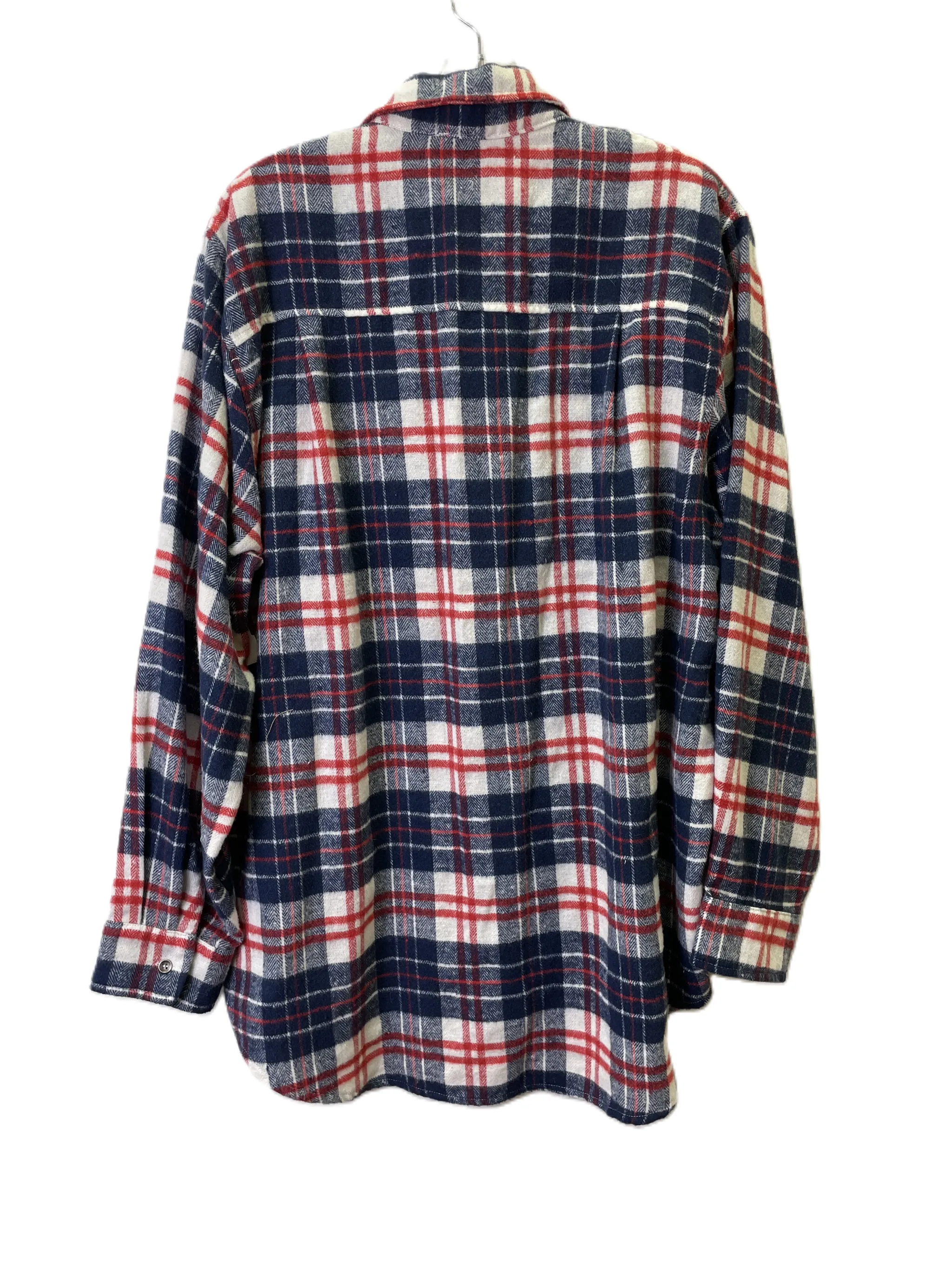 Blouse Long Sleeve By La Miel In Plaid Pattern, Size: L