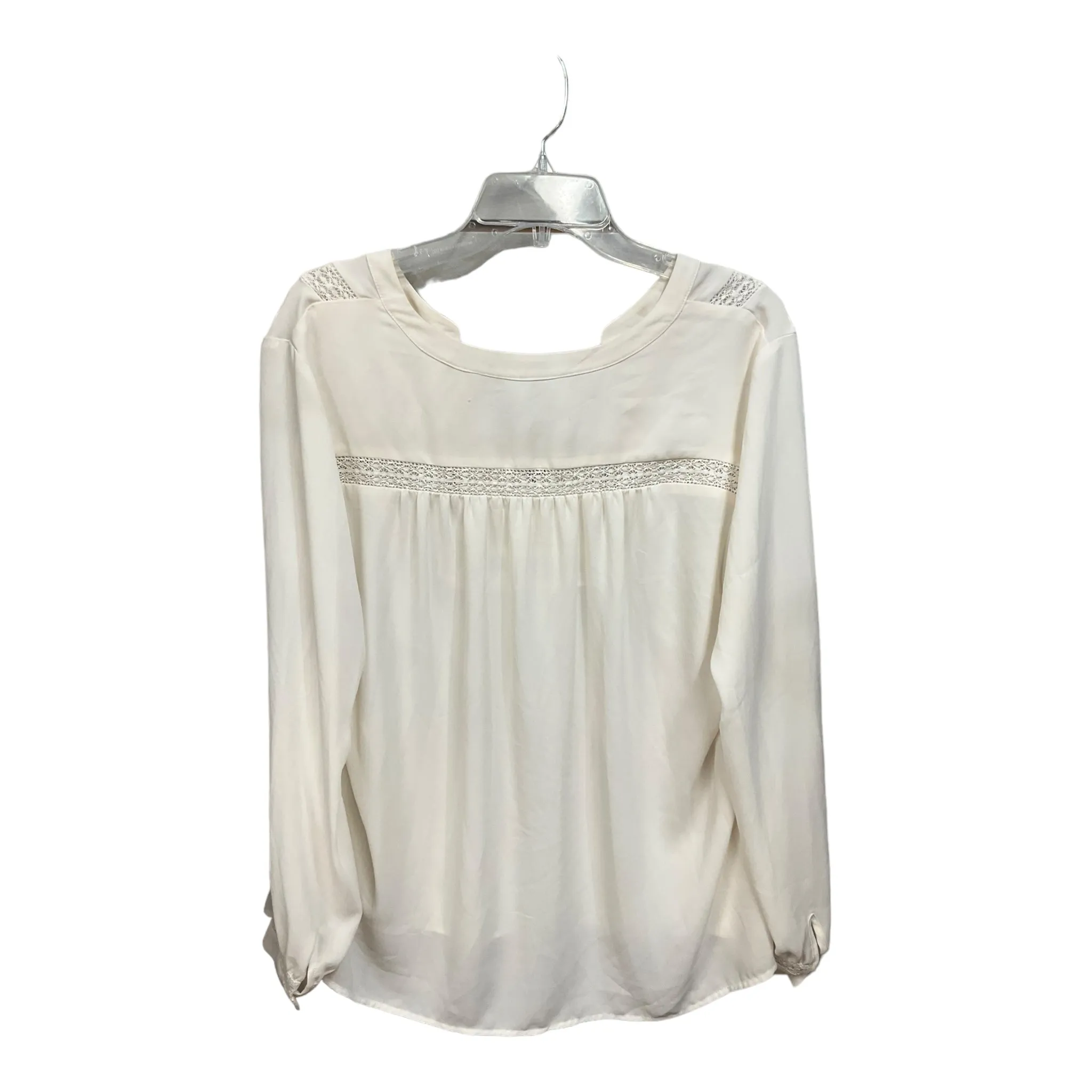 Blouse Long Sleeve By Loft In White, Size: L