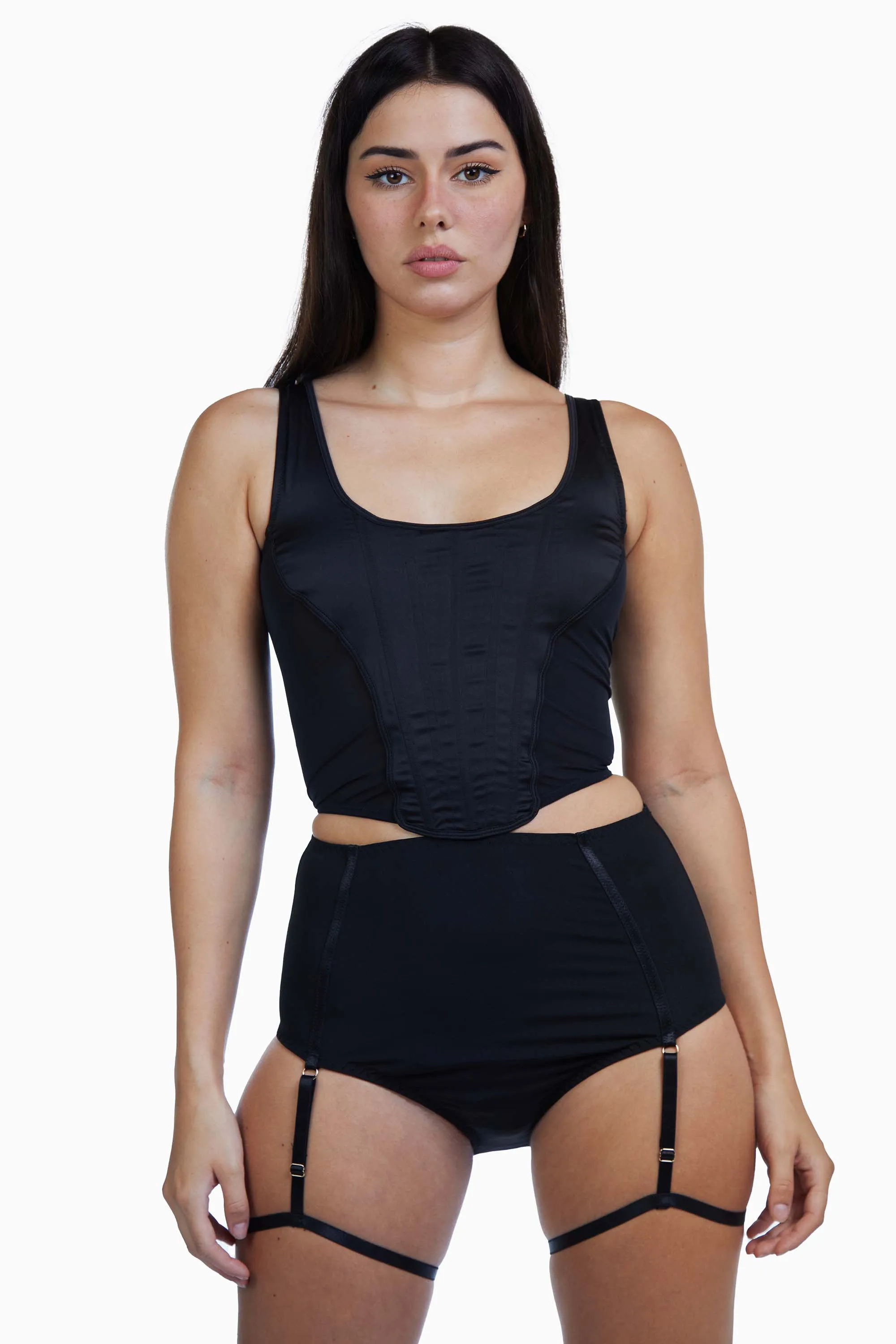 Bobbi Panelled Basque Black