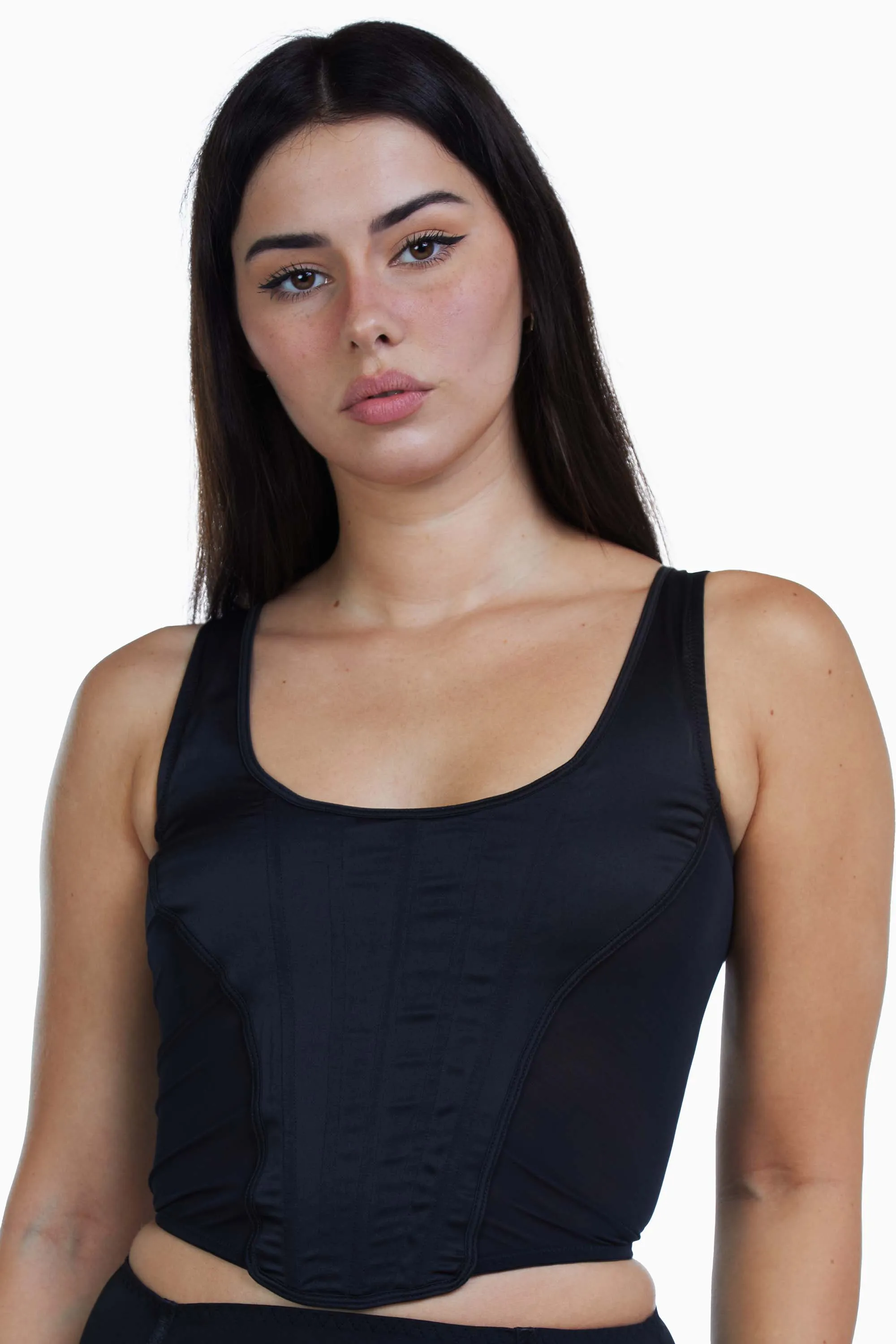 Bobbi Panelled Basque Black